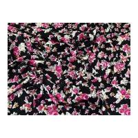 Floral Print Viscose Dress Fabric Black & Pink