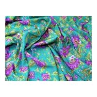 floral print polyester microfibre dress fabric turquoise