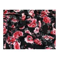 Floral Print Viscose Dress Fabric Black & Red