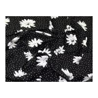 Floral & Spotty Print Viscose Dress Fabric Black