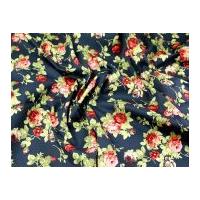 floral print hendon stretch cotton twill dress fabric navy blue