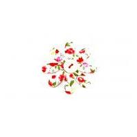 Floral Flower Embroidered Iron On Motif Applique 30mm x 30mm Pink & Red