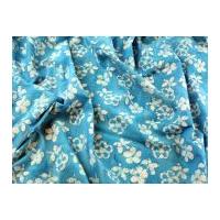 Floral Hand Printed Bubble Batik Cotton Dress Fabric Turquoise