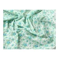 Floral Print Polycotton Dress Fabric Turquoise