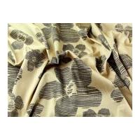 Floral Print Stretch Cotton Sateen Dress Fabric Beige & Brown