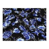 Floral Print Viscose Dress Fabric Black & Blue