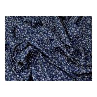 Flowers, Leaves & Birds Print Cotton Poplin Dress Fabric Navy Blue