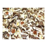 Floral Print Cotton Dress Fabric Brown