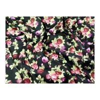 Floral Print Hendon Stretch Cotton Twill Dress Fabric Black