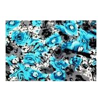 floral print soft polyester dress fabric turquoise