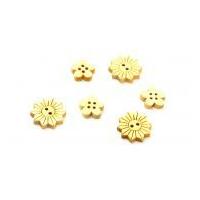 Floral Carved Wooden Buttons Natural