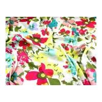 Fluorescent Floral Print Jardin Stretch Cotton Sateen Dress Fabric Multicoloured