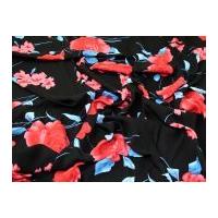 Floral Print Viscose Dress Fabric Black & Red