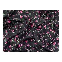 Floral Print Viscose Dress Fabric Black & Pink
