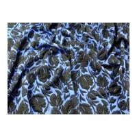 Floral Textured Stretch Jersey Knit Dress Fabric Royal Blue & Black