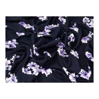 Floral Print Viscose Dress Fabric Navy Blue & Purple