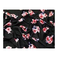 Floral Print Viscose Dress Fabric Black & Red