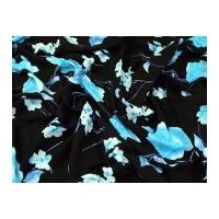 Floral Print Viscose Dress Fabric Black & Blue