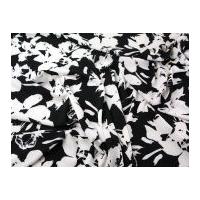 Floral Print Stretch Polyester Crepe Dress Fabric Black & White