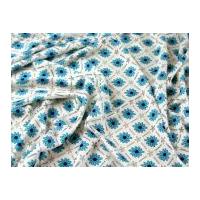 floral knitted sheer dress fabric turquoise