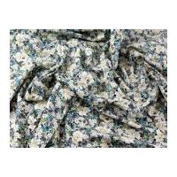 Floral Print Cotton Poplin Dress Fabric Turquoise