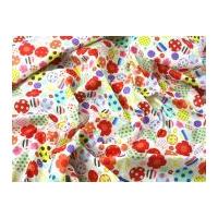 Flowers & Spots Print Cotton Poplin Dress Fabric