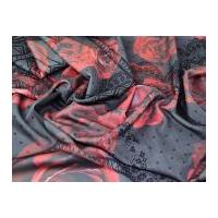 floral print scuba stretch jersey dress fabric black red