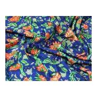 Floral Print Polyester Microfibre Dress Fabric Navy Blue