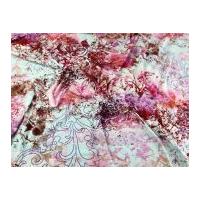 Floral Blocks Print Viscose Stretch Jersey Knit Dress Fabric Pink & Aqua