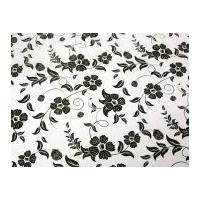 Fleur Floral Print Plastic Coated PVC Table Protector Fabric White