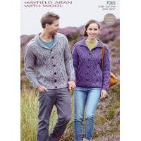 Flat Collar & Shawl Collar Cardigans in Hayfield Aran with Wool (7065)