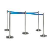 Flexibarrier Stainless Steel Post with Retractable Blue Strapping Tape