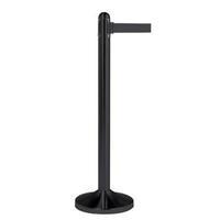 Flexibarrier Matt Black Steel Post with Retractable Black Strapping