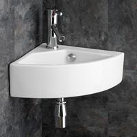 Florence Medium Sized Ceramic Wall Mounted 35.5cm Corner Hand Basin