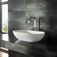 Flow Pure White Solid Surface 65cm x 35cm Rounded Countertop Basin