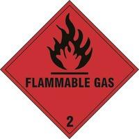 flammable gas 2 self adhesive sticky sign 200 x 200mm