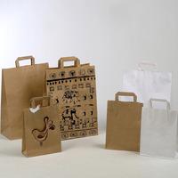 Flat Handle Paper Bags. White, 22 x 29 x 10cm. Pack of 50.