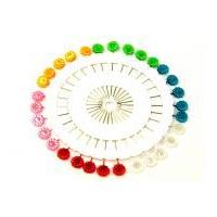 Flowers Shape Long Craft Pins on a Pin Wheel Multicoloured