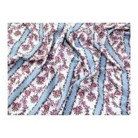 floral stripes print cotton poplin fabric blue