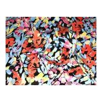 Floral Stretch Cotton Spanish Dress Fabric Blue, Pink & Orange