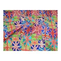 Flags Print Cotton Poplin Fabric Royal Blue