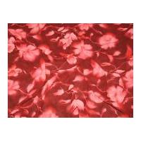 Floral Print Polyester Dress Fabric Cerise Pink & Burgundy