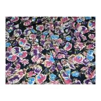 Floral Polyester Print Dress Fabric Blue/Pink/Purple