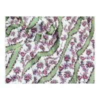 Floral Stripes Print Cotton Poplin Fabric Green