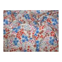 Floral Print Cotton Lawn Dress Fabric Red & Blue