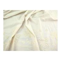 Floral Embroidered Border Dress Fabric Beige