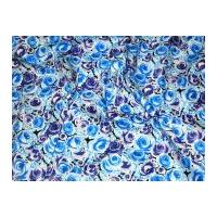 Floral Print Stretch Cotton Dress Fabric Blue & Purple
