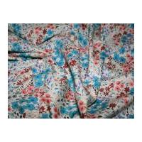 Floral Print Cotton Lawn Dress Fabric Blue & Pink