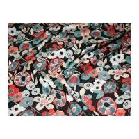 Floral Print Cotton Lawn Dress Fabric Coral/Teal