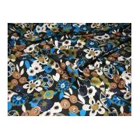 Floral Print Cotton Lawn Dress Fabric Navy/Khaki
